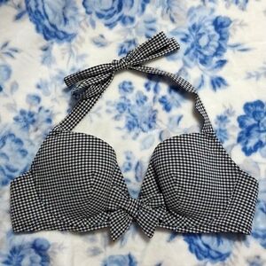 Black and white gingham swim top